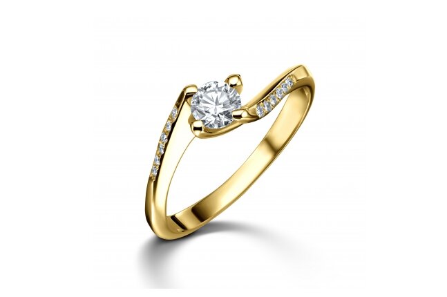 טבעת אירוסין סוליטר סיבוב זהב צהוב