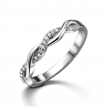 טבעת יהלומים קשר אהבה זהב לבן